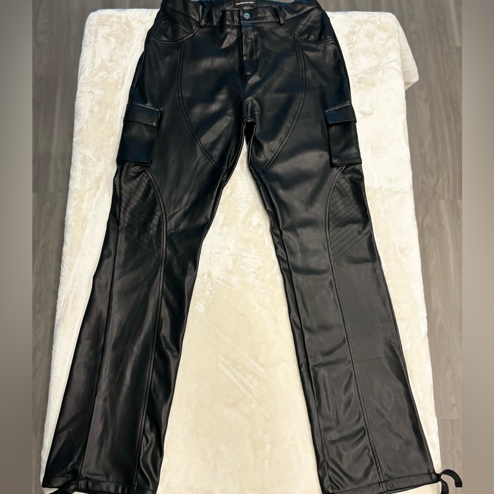 Maniere De Vior Vegan Leather Biker Trousers